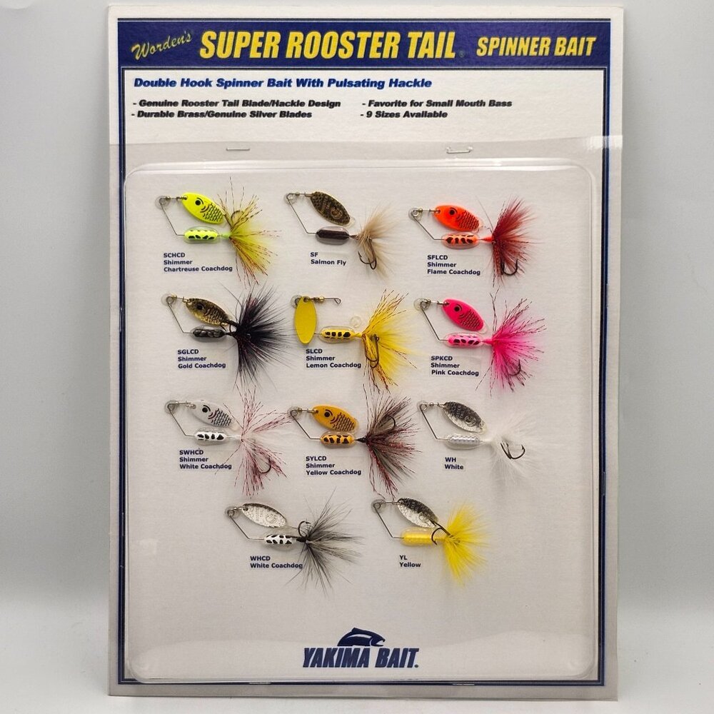 Yakima Wordens Super Rooster Tail Spinner Bait Sample Display Board 823567